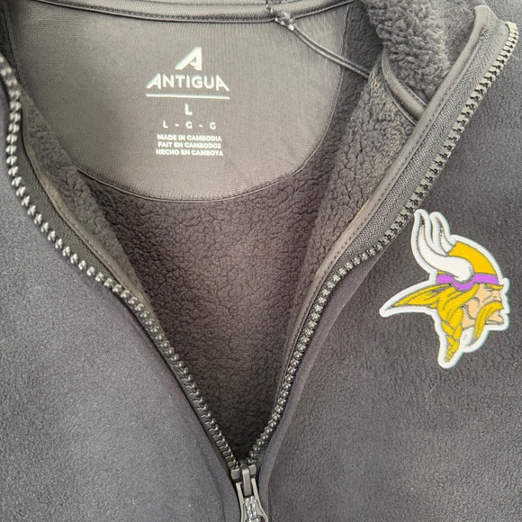 Antigua MN Vikings Fleece Pullover Black Size L - Picture 4 of 12